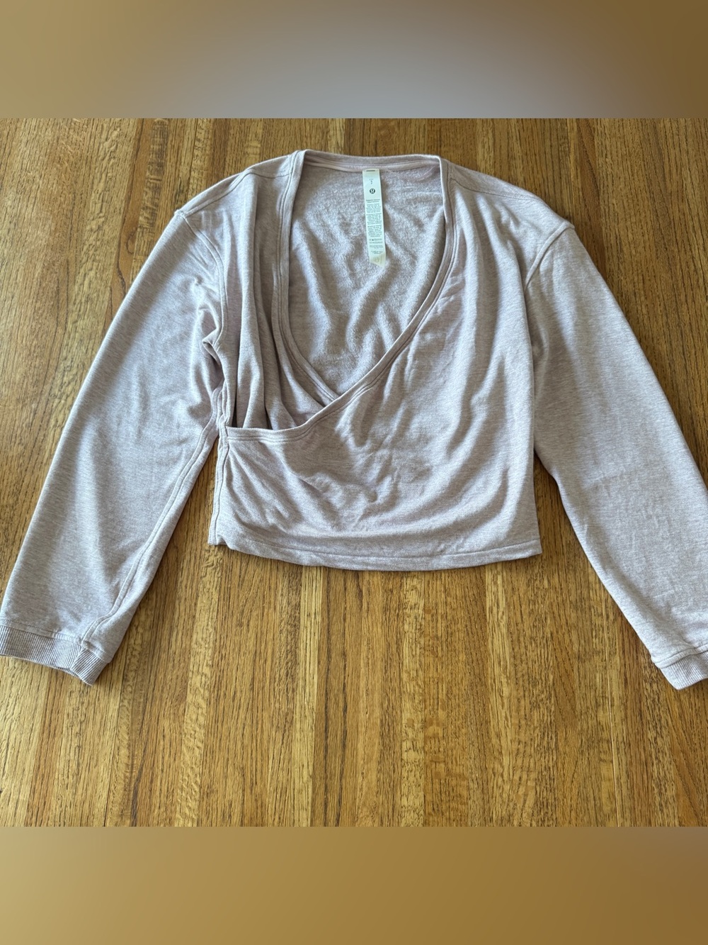 Lululemon BeCalm Wrap-Front Long Sleeve Shirt Heathered Porcelain Pink Small